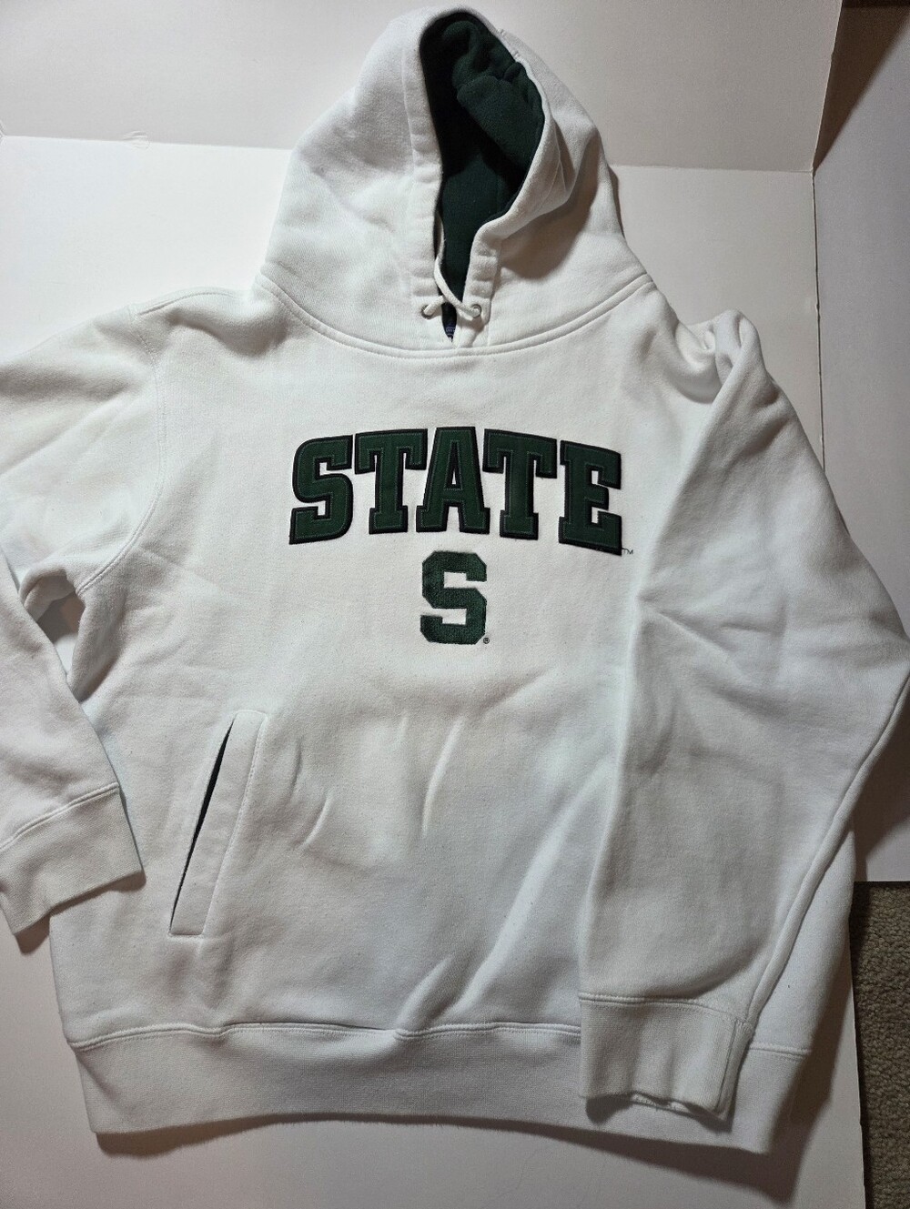 Vintage MICHIGAN STATE hoodie champs sports 90s Y2k Embroidered Rare Med